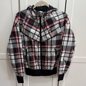 Nike  jacket windbreaker hoodie lined lightweight plaid Small